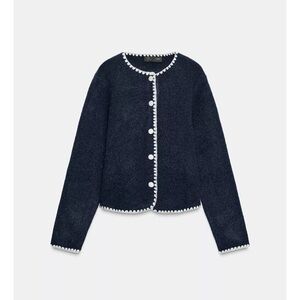 CONTRAST EMBROIDERY CARDIGAN